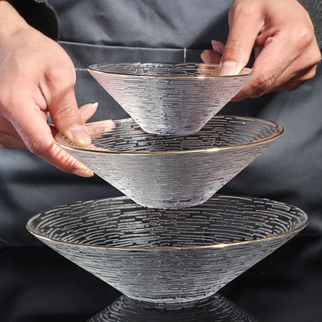 3Pc Transparent Glass Plate Set