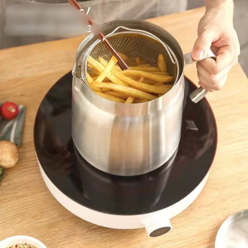 Stainless Steel Oil Strainer Pot With Frying Basket Filter