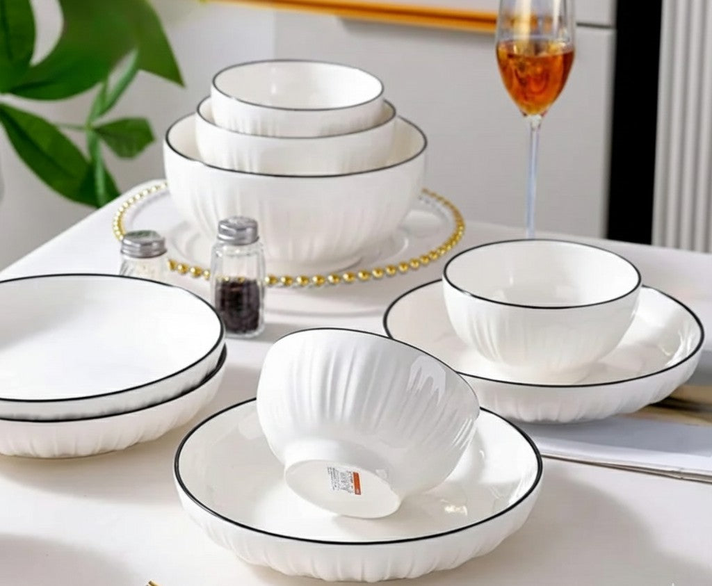 12-piece dinner set with six plates and six bowls