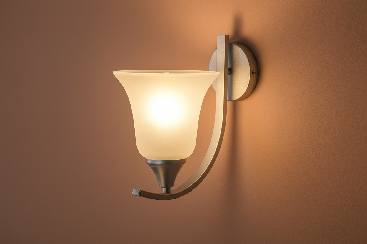 Silver Curved Arm Wall Light With Frosted Glass-PL 1146-01-SI