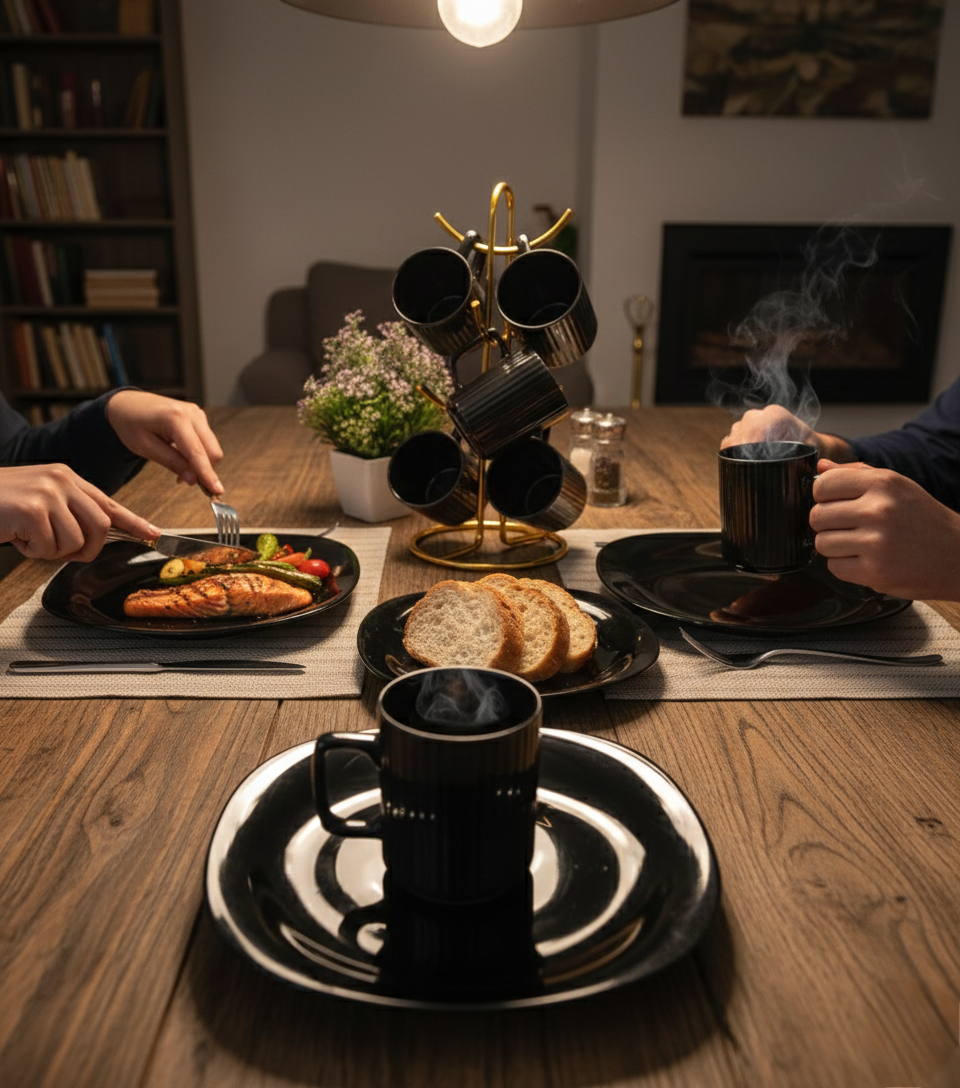 Black 12 Piece Dinner Set