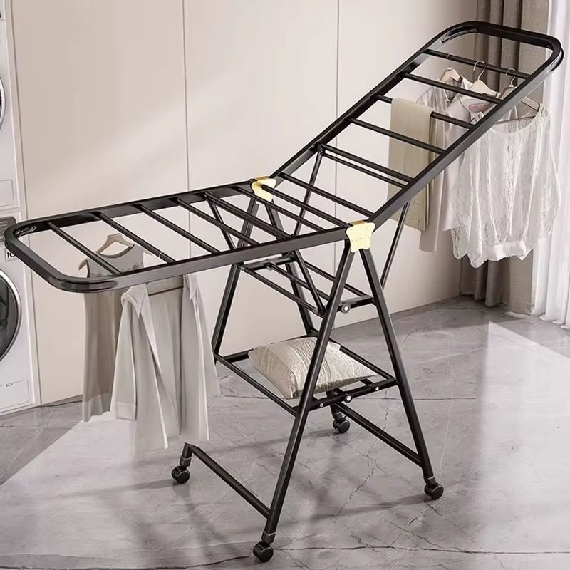 Black Movable Outdoor Drying Rack With Wheels