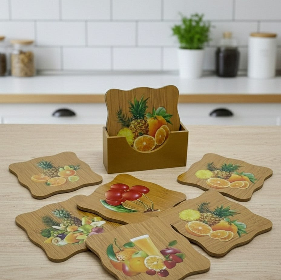 6-Piece Bamboo Coasters With Stand