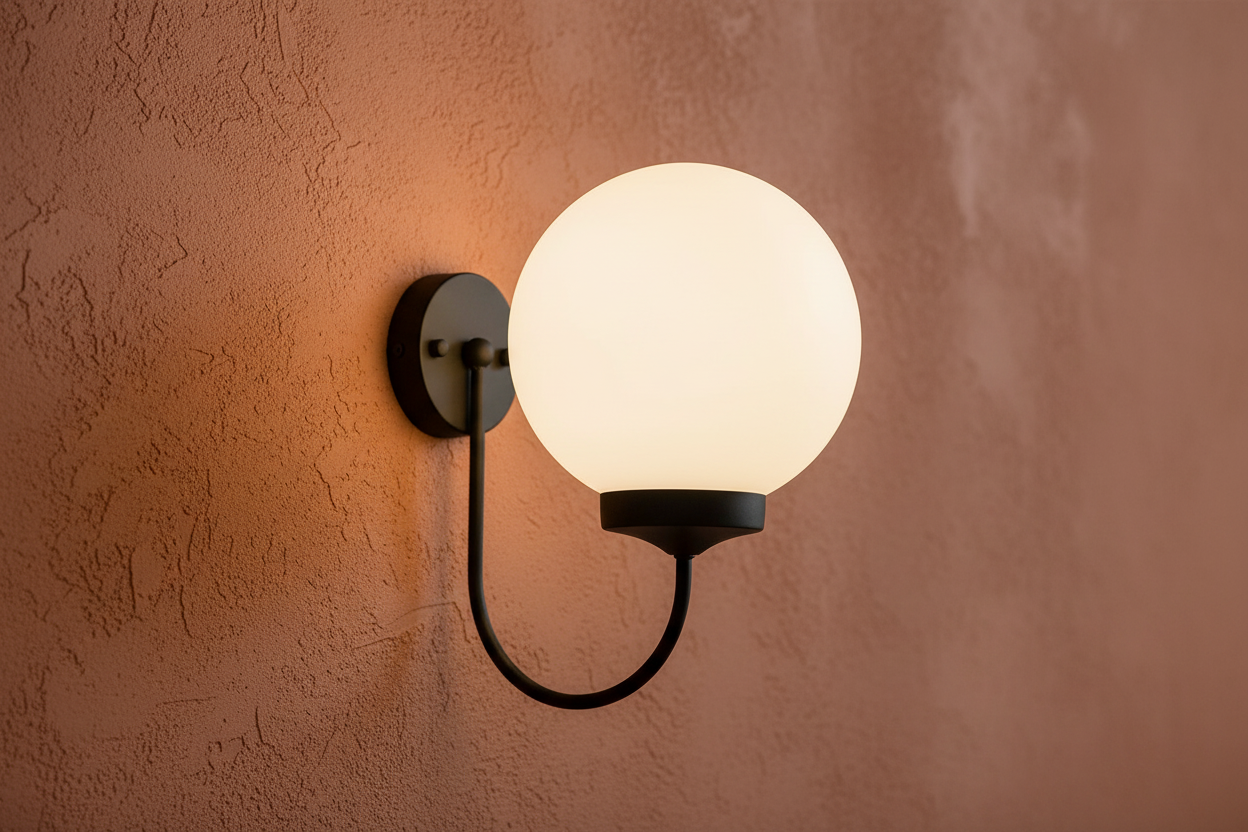 U-Shaped Black Globe Wall Light-TG GLBU-20-10-8B