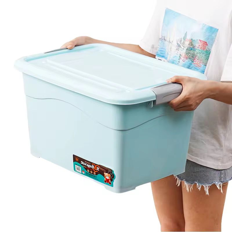 25 litre plastic storage bucket with lid in light green, durable container for home and shop use.