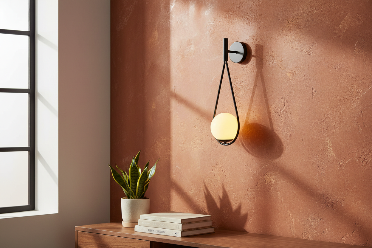 Teardrop Globe Wall Light – Black Finish-PL 1165-W1-BK