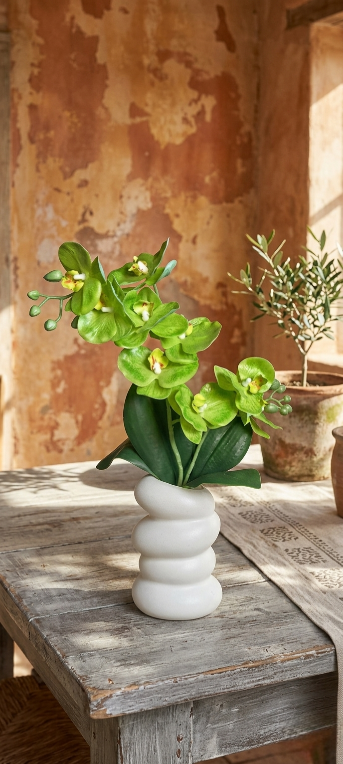 Artificial Orchid Flowers With Plastic Vase