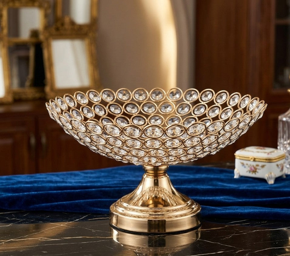 Gold Crystal Pedestal Centerpiece Bowl