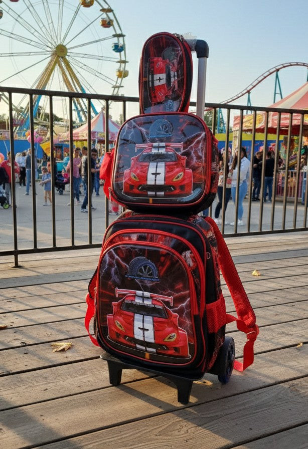 3-in-1 Trolley Cartoon School Bag Set