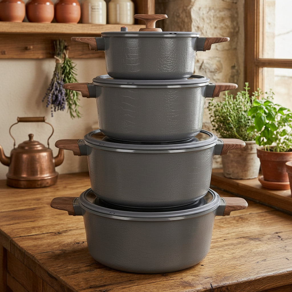 Crocodile Series 10pcs Die Cast Marble Ceramic Cookware Set