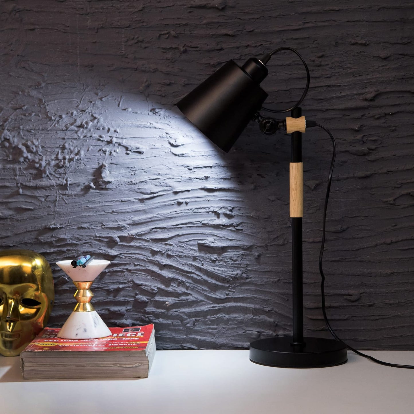 Partiam Modern Nordic Wood And Metal Desk Lamp