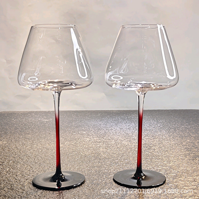 Burgundy Crystal Wine Glasses 600ml Long Stem Goblet 2pcs Set