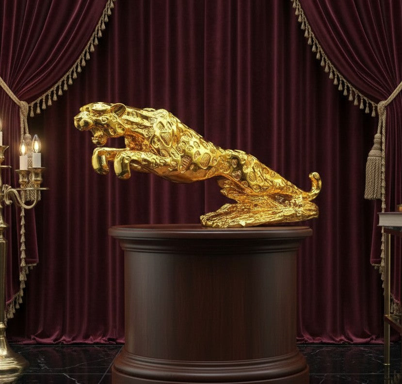 Resin Gold Jaguar Decor