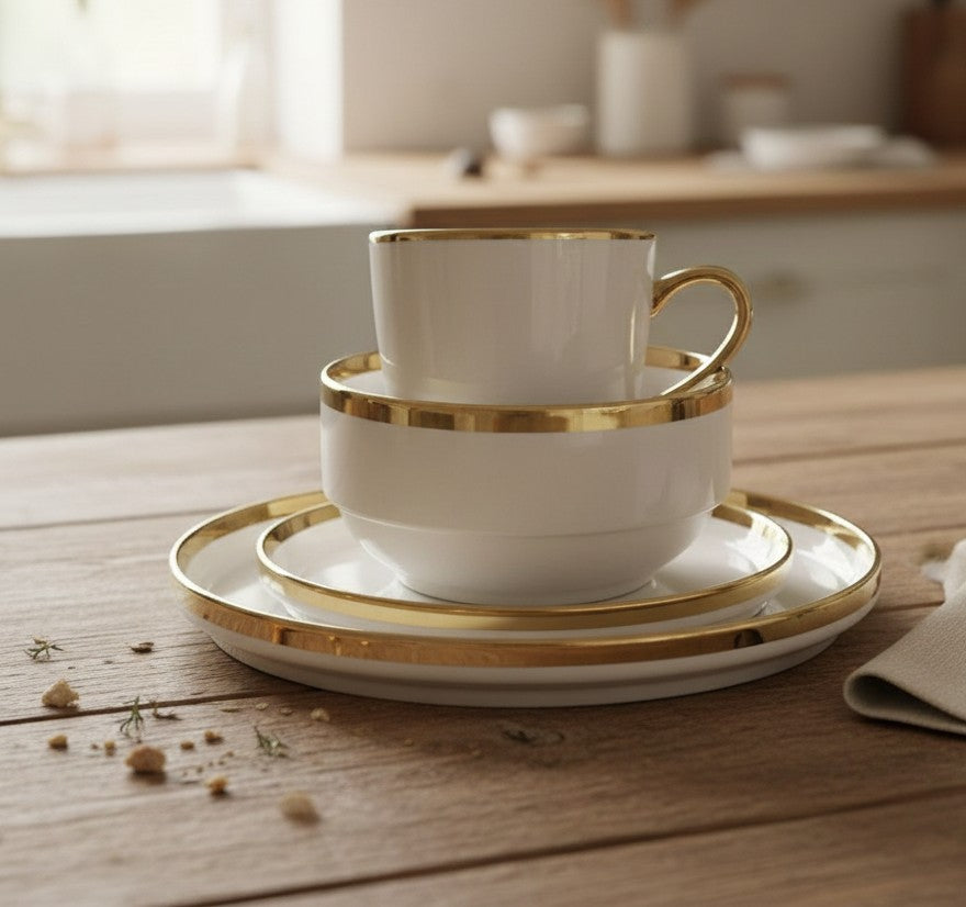 White and Gold 24Pc Dinner Set