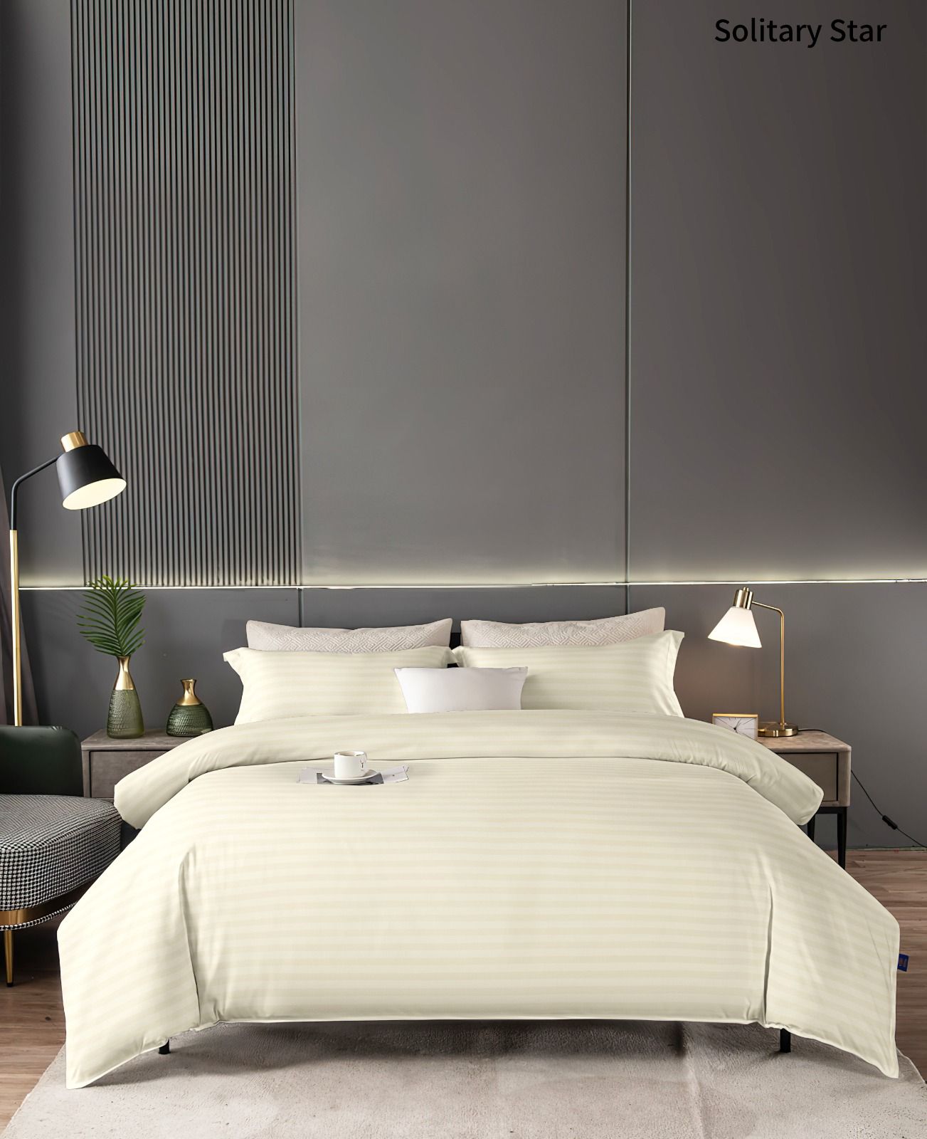 6Pcs Cotton Striped Duvet Cover Set
