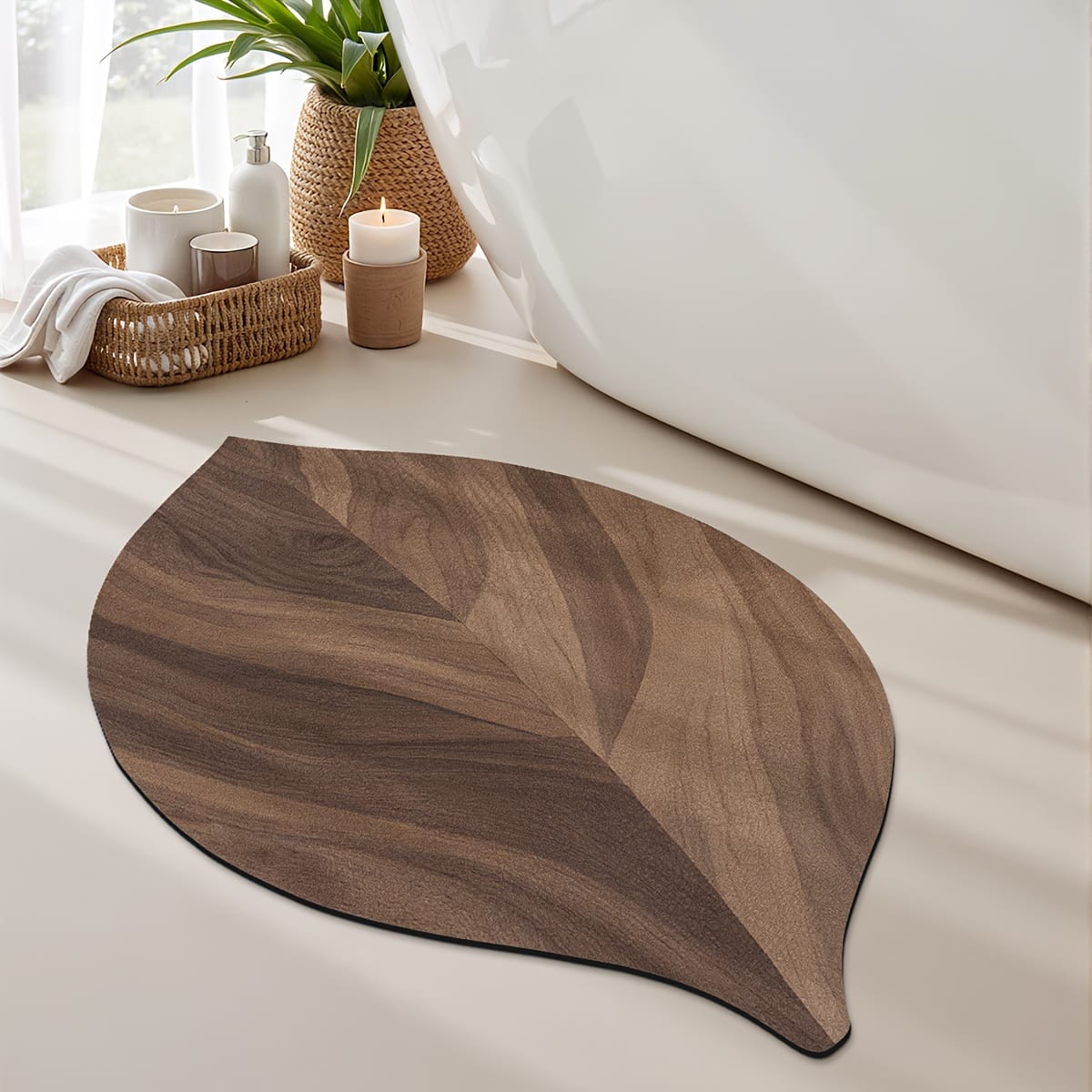 Non-slip Wood Effect Leaf Doormat