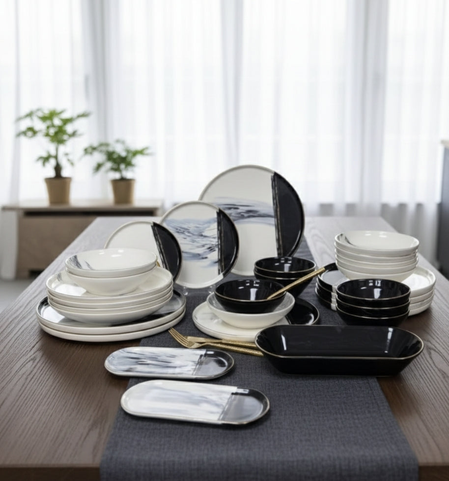 39 Pieces Double Glaze Porcelain Dinnerware Set