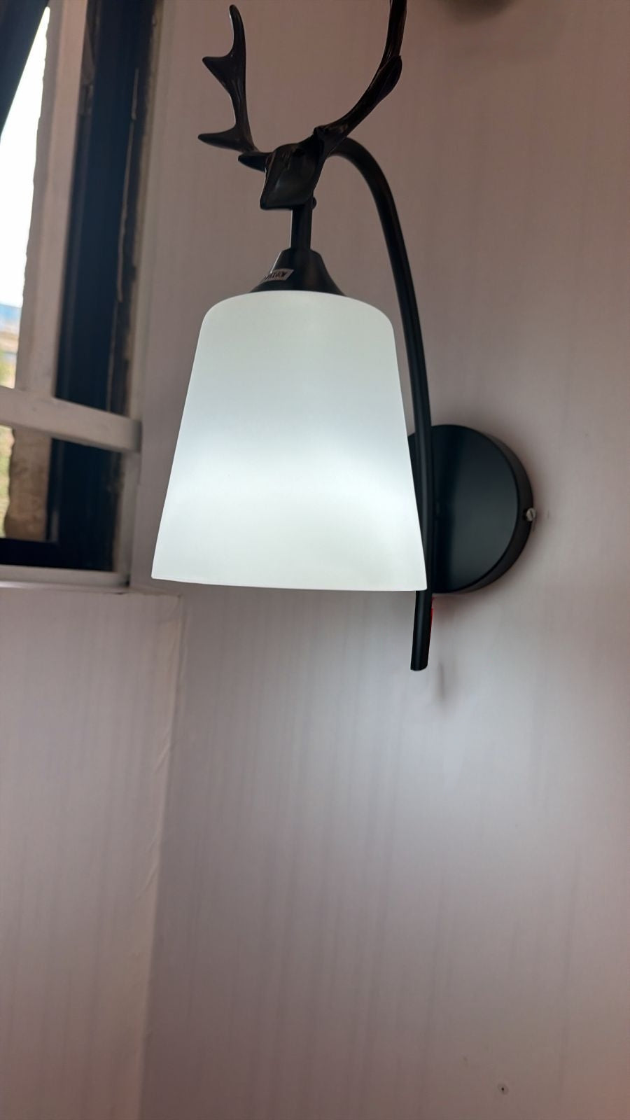 Black Wall Fixture with Soft White Glass Shade – PL 1152-01-BK