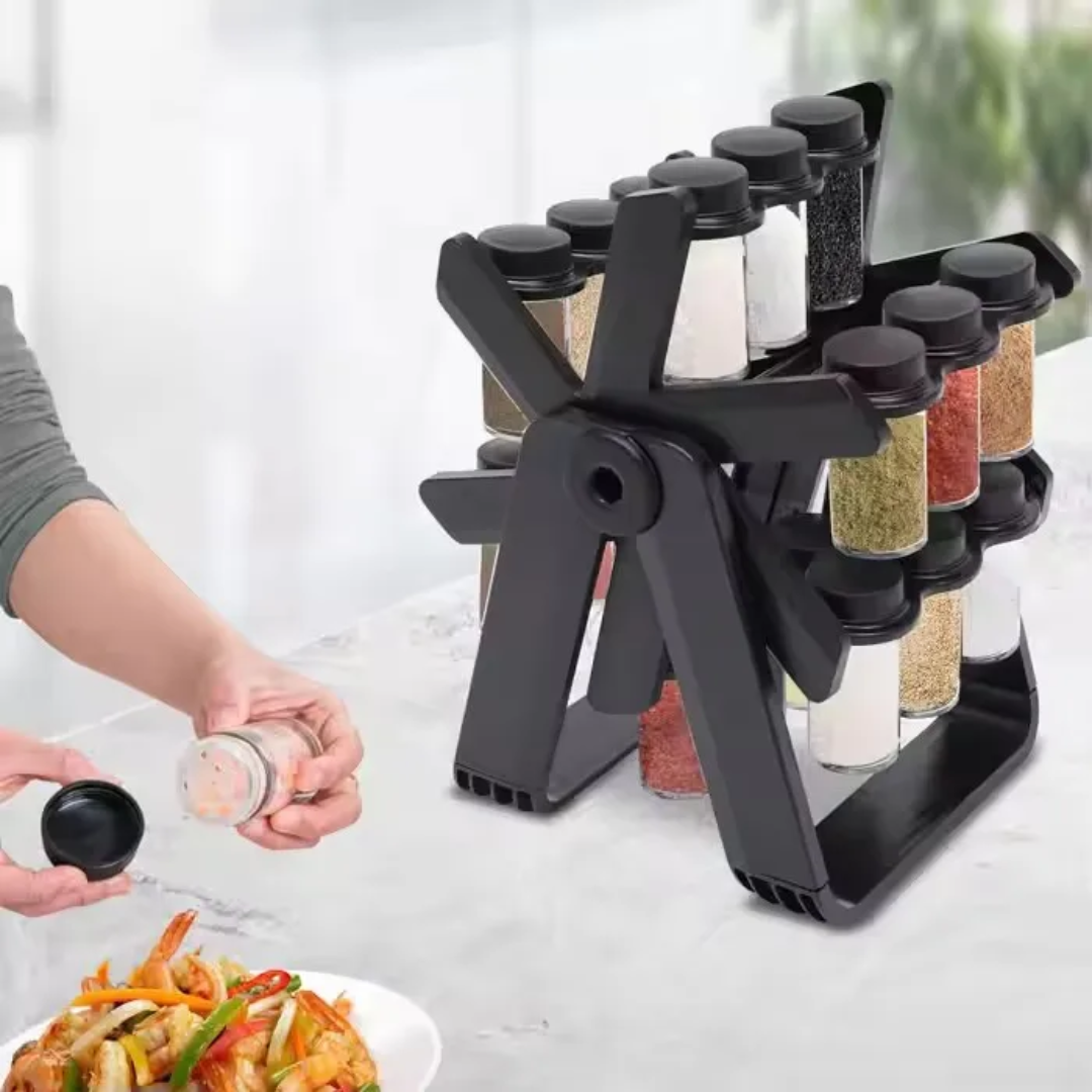 Rotary Seasoning Rack with 18 Jars