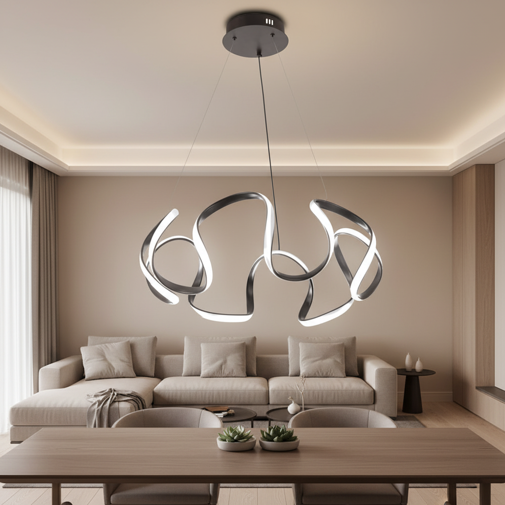 Chandelier Light Ceiling LED 80 Watt Brown-WH 2024-04-BR-TC