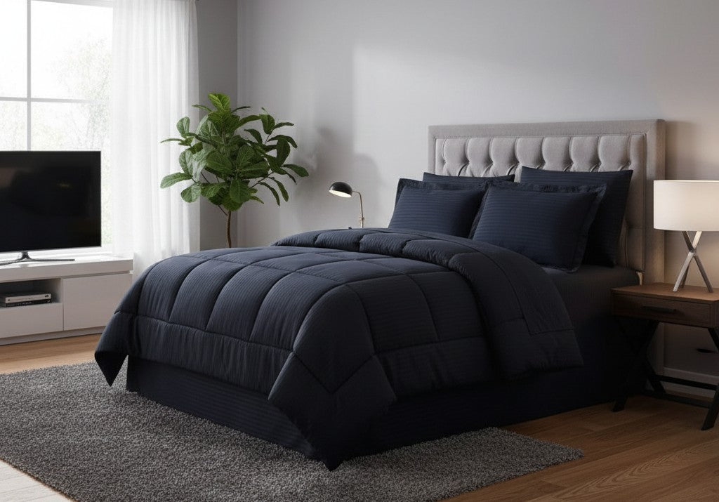 King Size Cotton Striped Duvet Set 7×8
