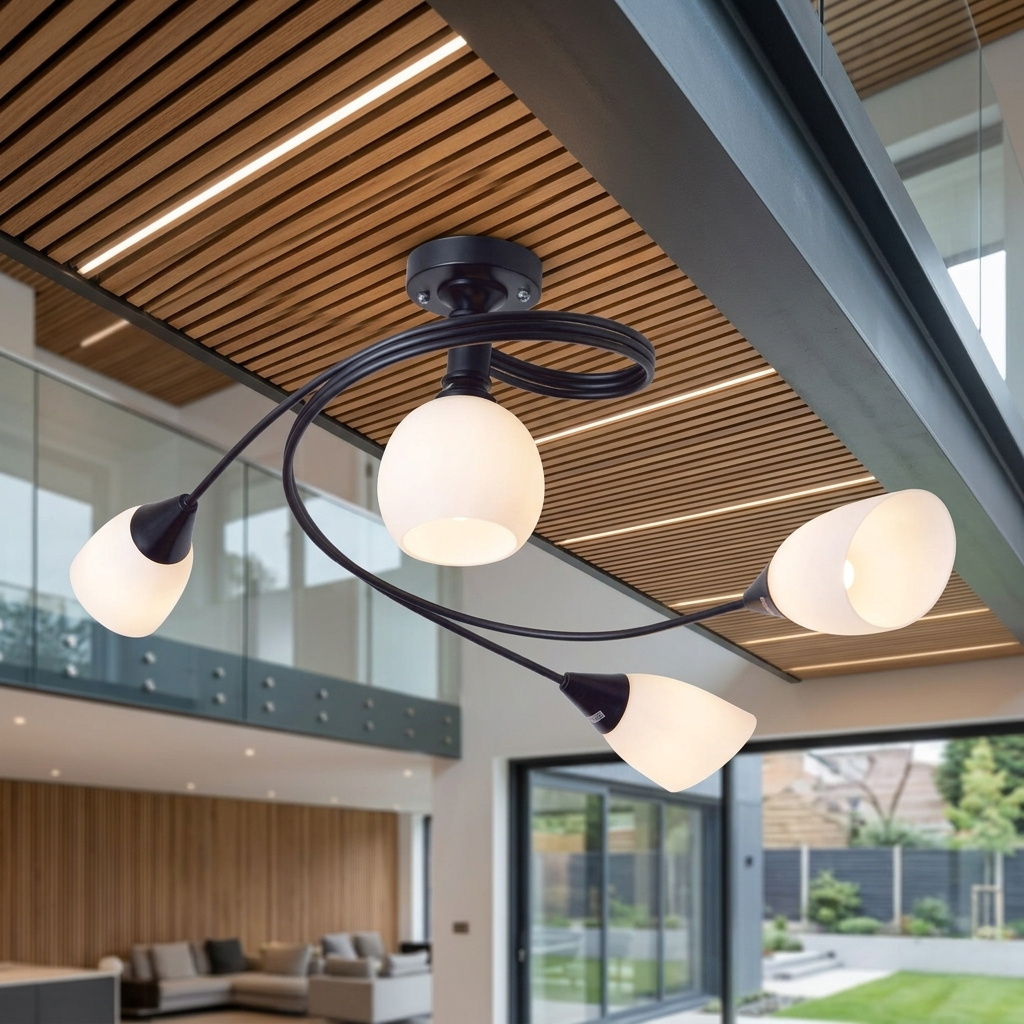 Twisted Vintage Lighting Fixture With Frosted Glass-PL 1110-04