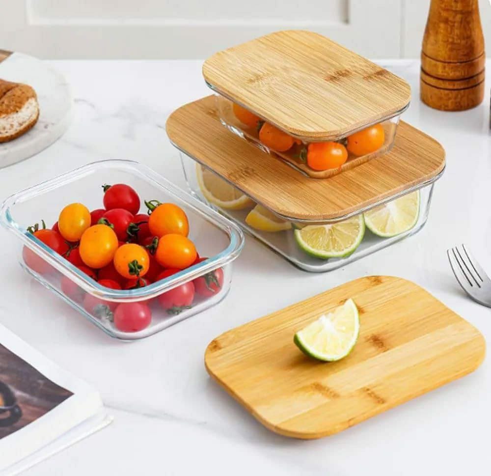 3Pcs Glass Bowl Storage Containers