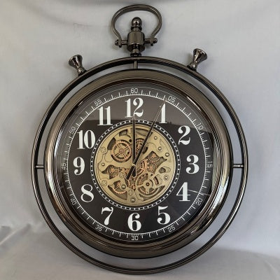Metallic Vintage Style Moving Gear Wall Clock