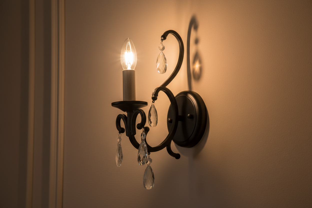 Vintage Crystal Accent Wall Light-PL 1138-01-BK
