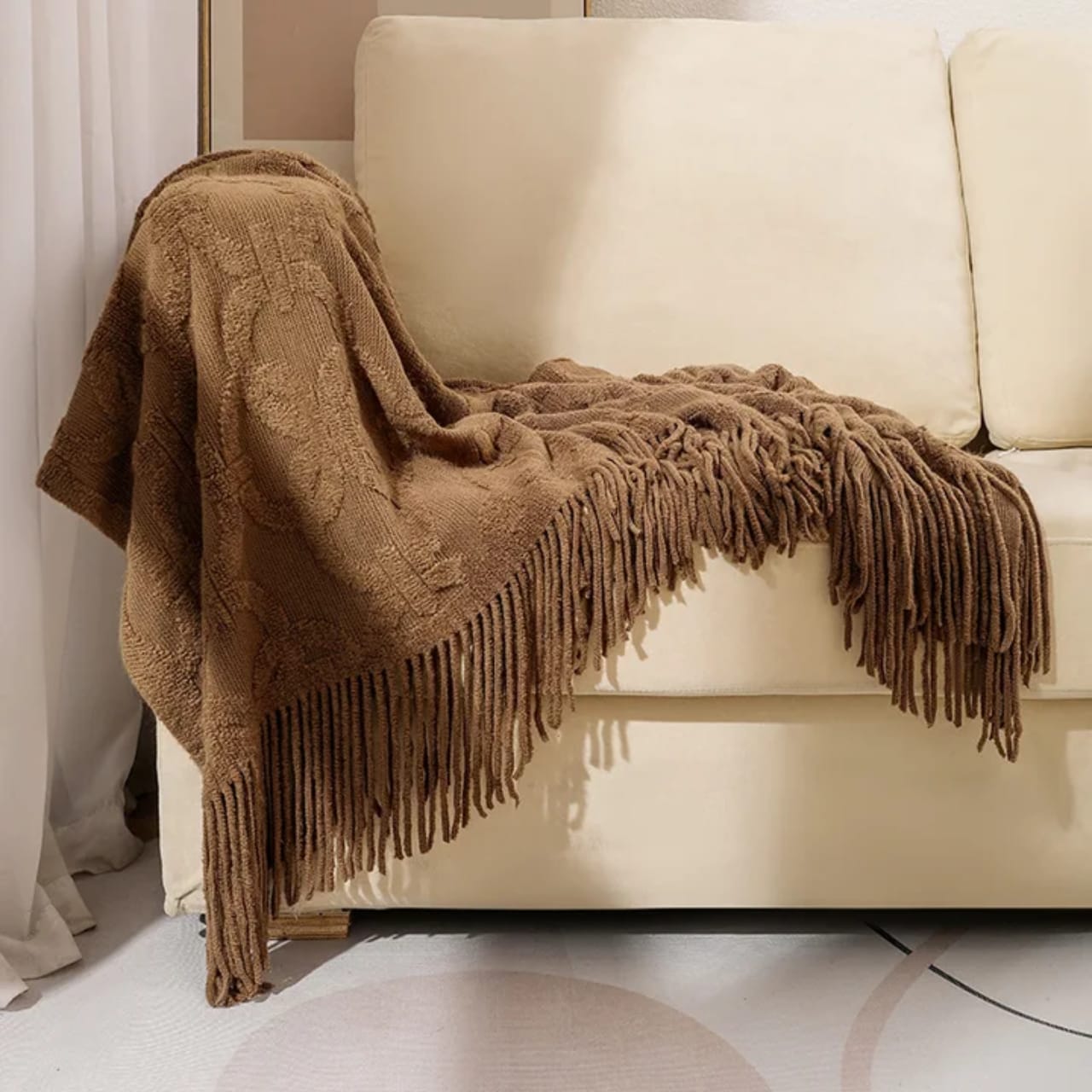 Style Sofa Throw Blanket With Tassels