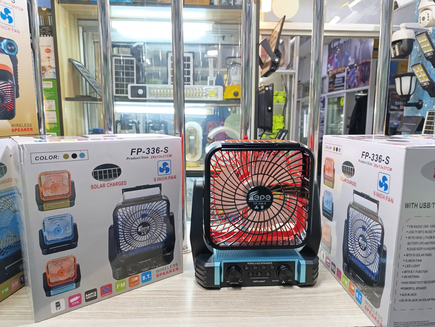 Solar Fan with Bluetooth Speaker and Radio