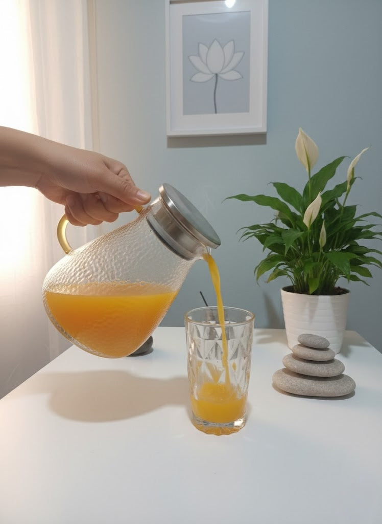 Borosilicate Frosted Jug With 6 Glasses