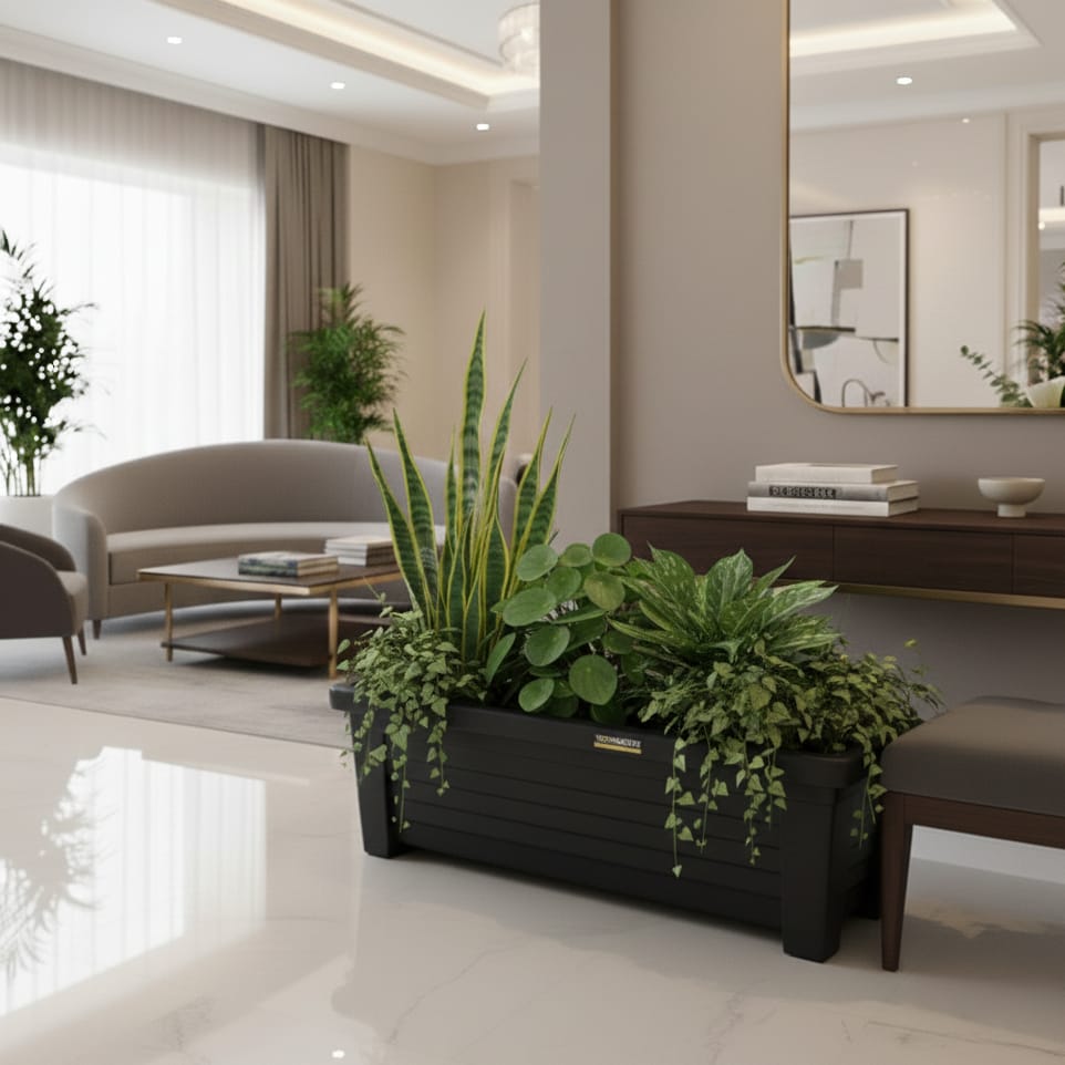 Rectangular Hard Plastic Planter 106 × 36 × 31 cm