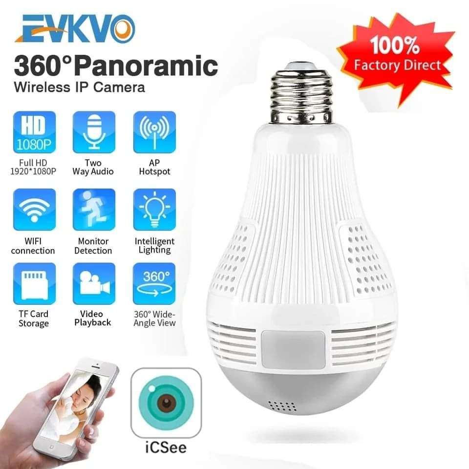 360 WiFi Nanny Camera – Light Bulb Security Camera