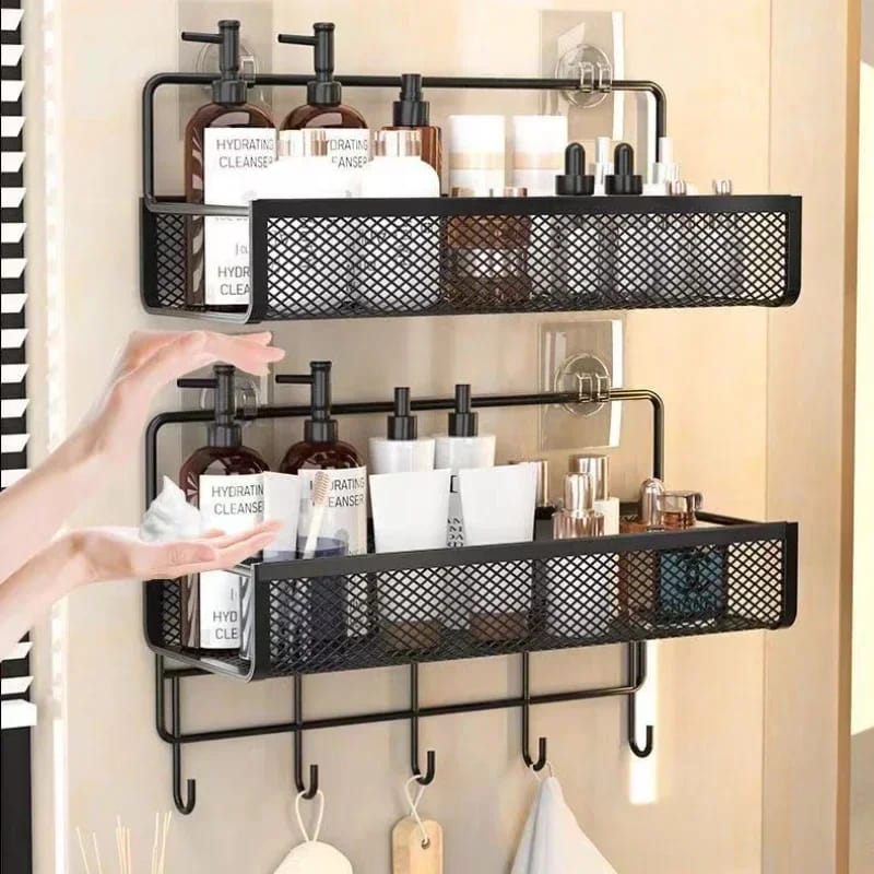 2 piece wall mounted storage racks for kitchen and bathroom organization