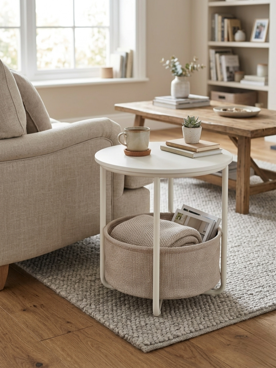 Side Stool With Storage Compartment