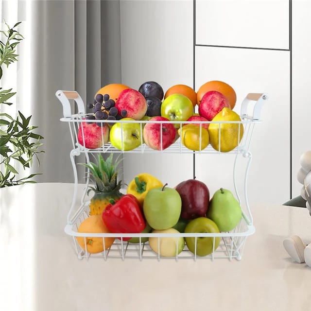 2 Tier Metallic Fruit Basket