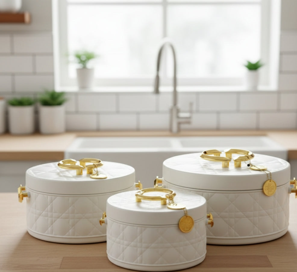 3Pcs Round Insulated Hotpots Set