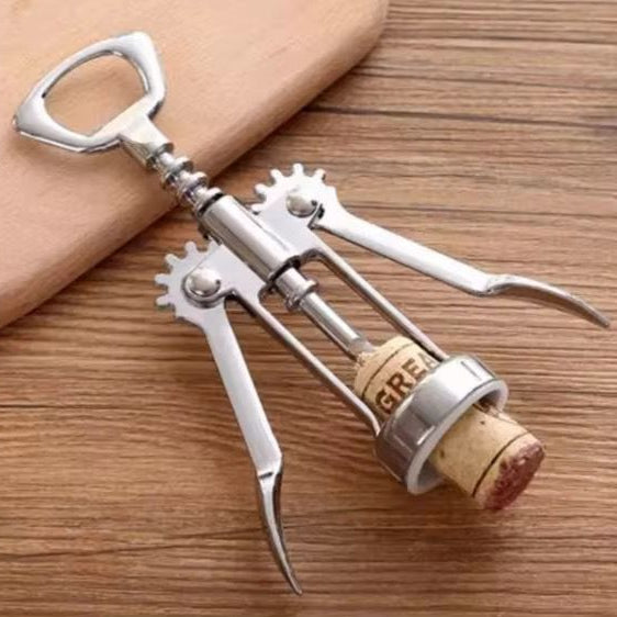 Multifunctional winged wine bottle opener corkscrew made of zinc alloy for easy cork removal. 🍷