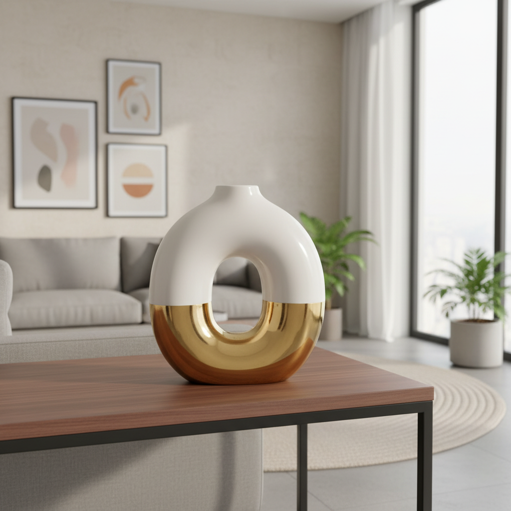 Gold Electroplated Ceramic Flower Vase