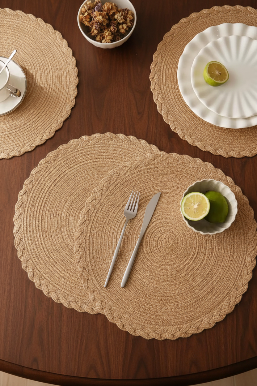 6 Piece Woven Round Table Mats Set