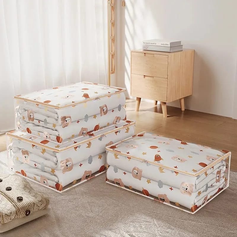 Waterproof space-saving storage bag for clothes and bedding.