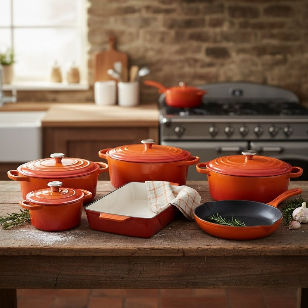 12-piece enamel cast iron cookware set