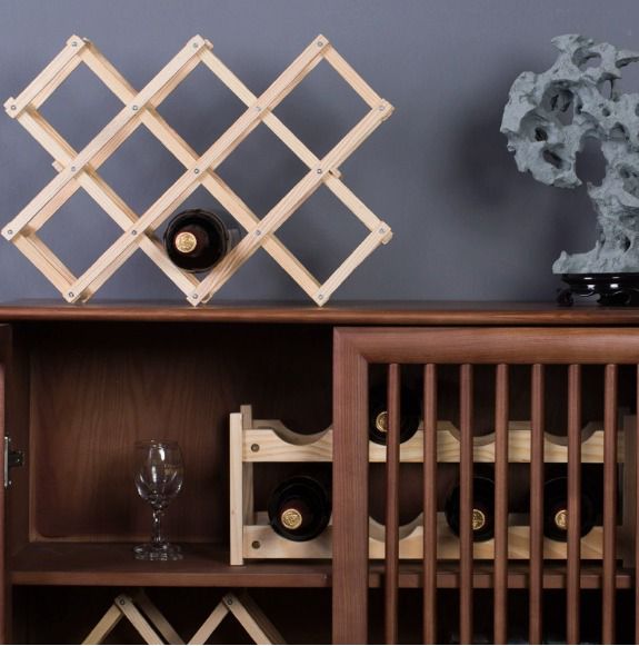 Foldable 10-Slot Wooden Wine Bottle Rack
