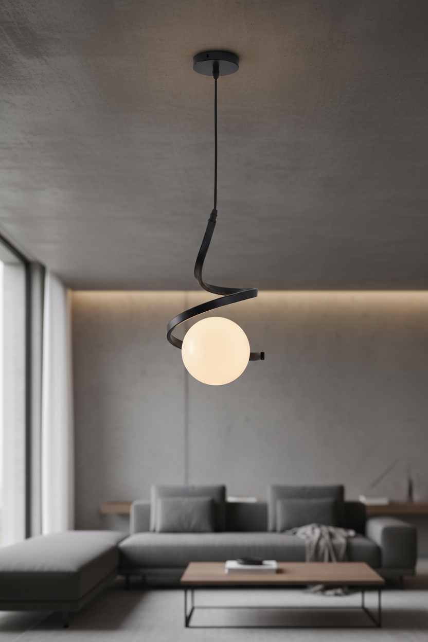 Sculpted Curve Pendant – Black & White-PL 1170-01-BK