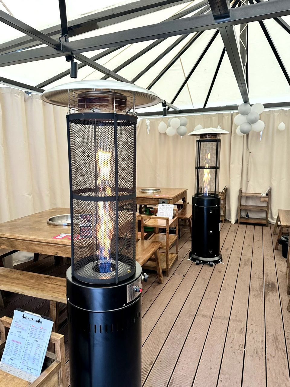 Cylindrical Patio Gas Heater with Quartz Flame Tube – 9500W JN-C-XX-INBK