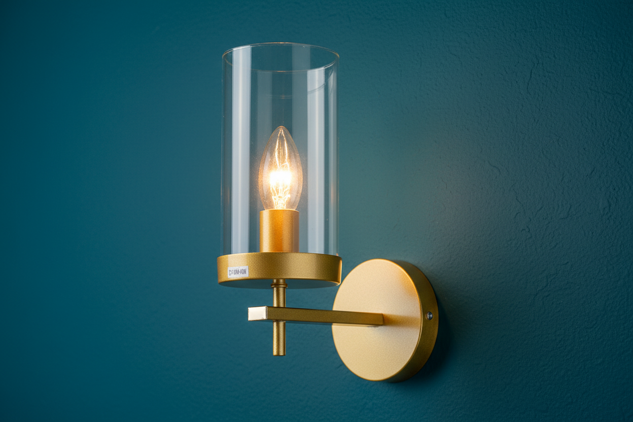 Golden Clear Glass Wall Light-PL 1148-01-GO