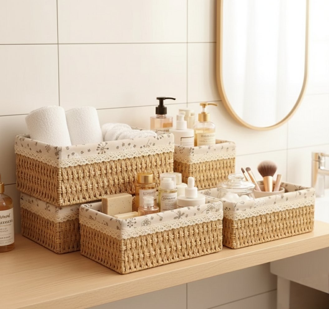 3 In 1 Hand Woven Rattan Storage Baskets