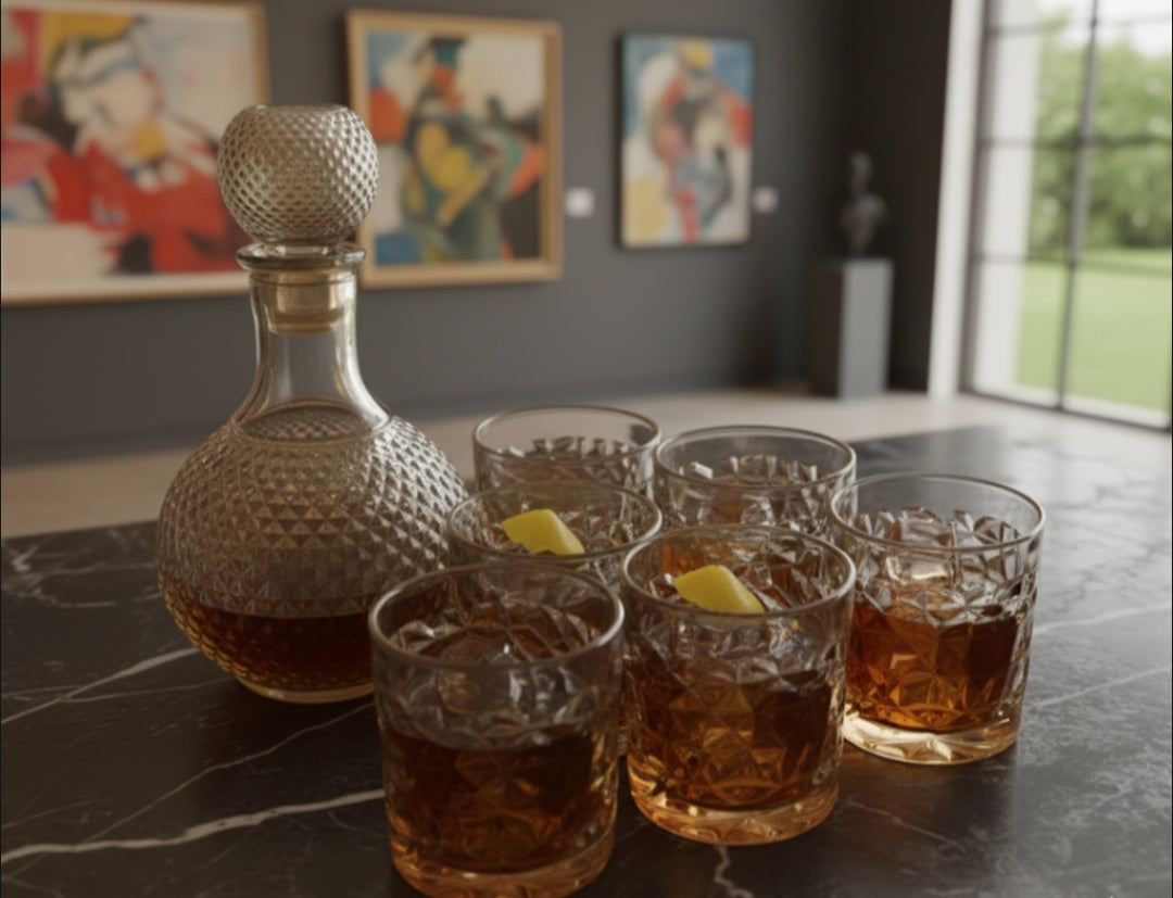 7Pcs Crystal Gold Decanter Set