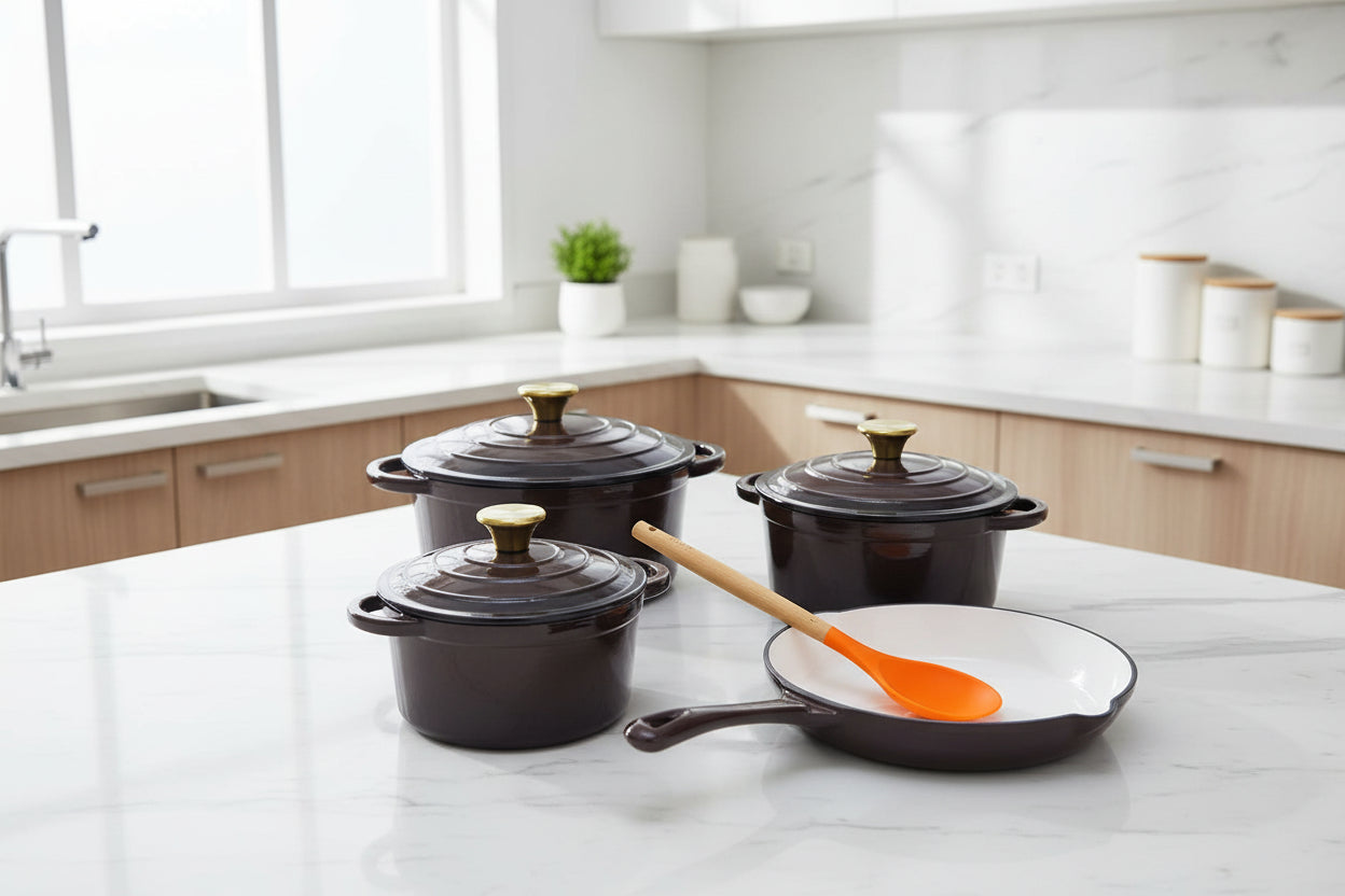 7-Piece Enamel Cast Iron Cookware Set